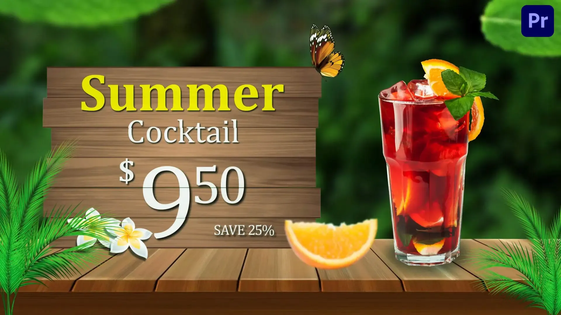 Unique Summer Cocktail Logo Animation